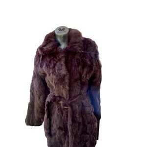 Ashley Stewart Purple Rabbit Fur Coat Jacket Plus Size